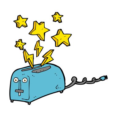 karikatür pırıltılı tost makinesi