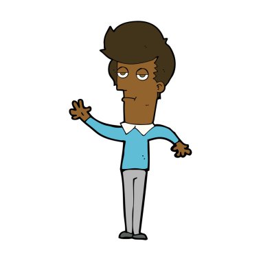 Çizgi filmdeki sıkılmış adam el sallıyor