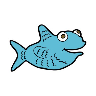 karikatür mutlu balık