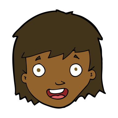 çizgi film mutlu kadın yüzü