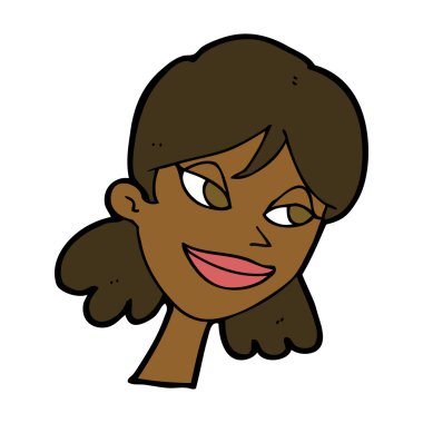 çizgi film mutlu kadın yüzü