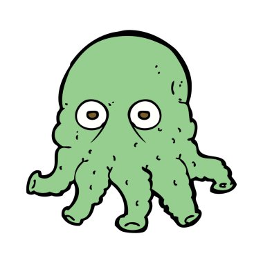 Çizgi film uzaylı mürekkep balığı suratlı