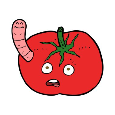 Solucanlı çizgi film domatesi