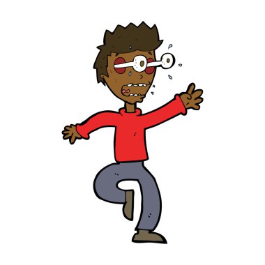 Çizgi film dehşete düşmüş gözleri fırlayan adam