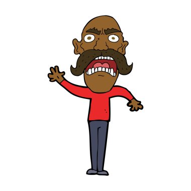 Çizgi film kızgın yaşlı adam.