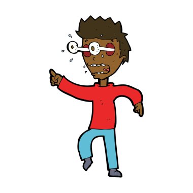 Çizgi filmdeki adamın gözleri yuvalarından fırlıyor.