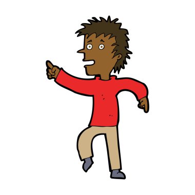 Çizgi film mutlu adam işaret ediyor.