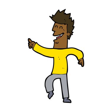 Çizgi filmdeki adam işaret edip gülüyor.