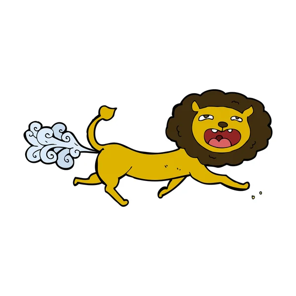 Karikatür osuruk aslan — Stok Vektör