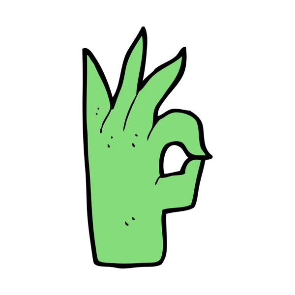Dibujos animados gesto de la mano bien — Vector de stock