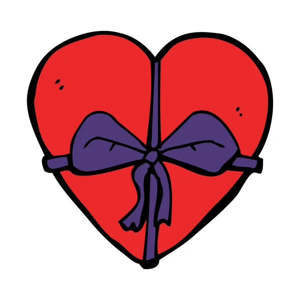 Cartoon heart shaped present — Stock Vector