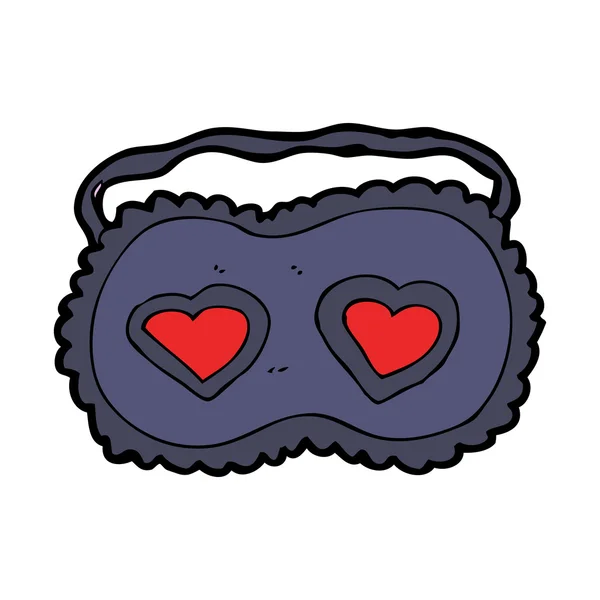 Máscara de dormir de dibujos animados con corazones de amor — Vector de stock
