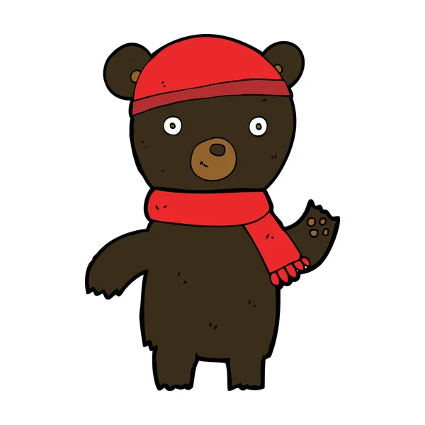 Dessin animé agitant ours noir — Image vectorielle