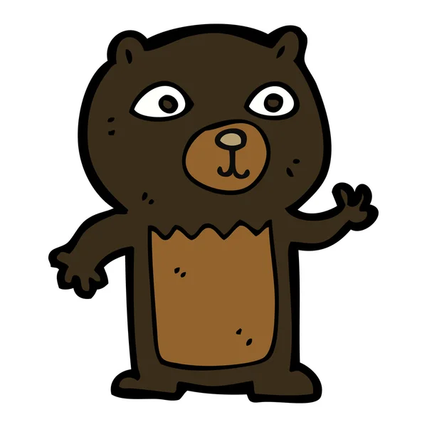 Cartoon waving black bear cub — Stock Vector
