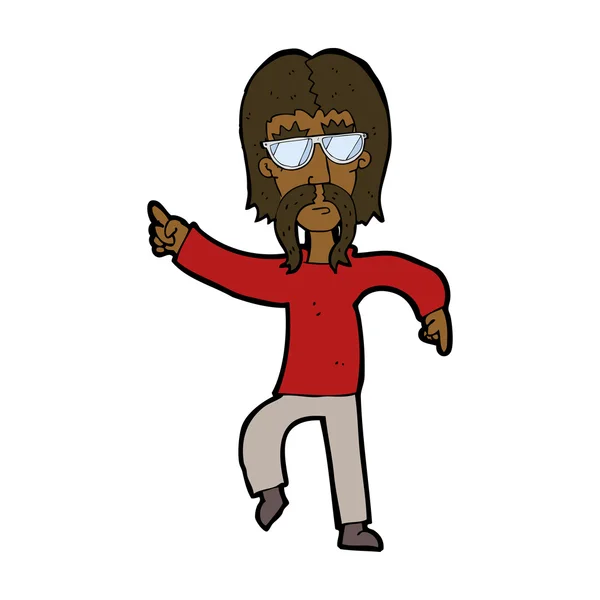 Dessin animé hippie homme portant des lunettes — Image vectorielle