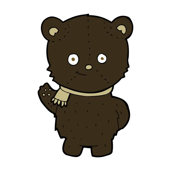 Bonito cartoon preto urso acenando —  Vetores de Stock