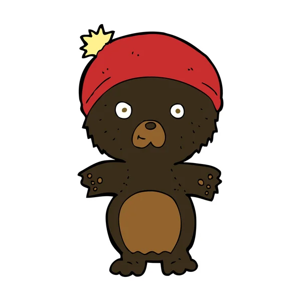 Dibujos animados lindo oso negro en sombrero — Vector de stock