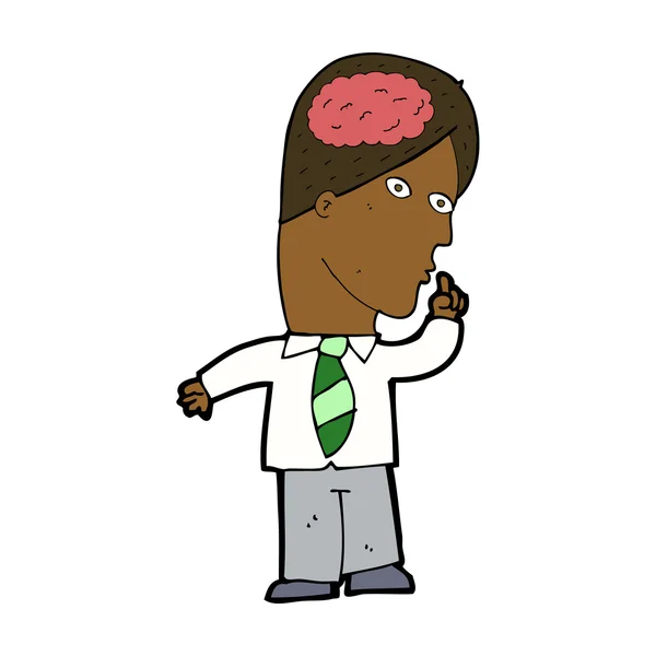 Cartoon businessman with huge brain — Stock Vector