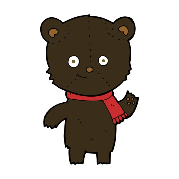 Desenho animado urso preto acenando — Vetor de Stock