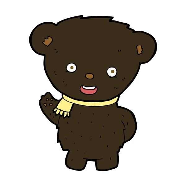 Desenho animado urso preto acenando —  Vetores de Stock