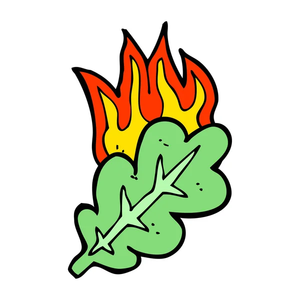 Cartoon burning eaf symbol — Stock Vector