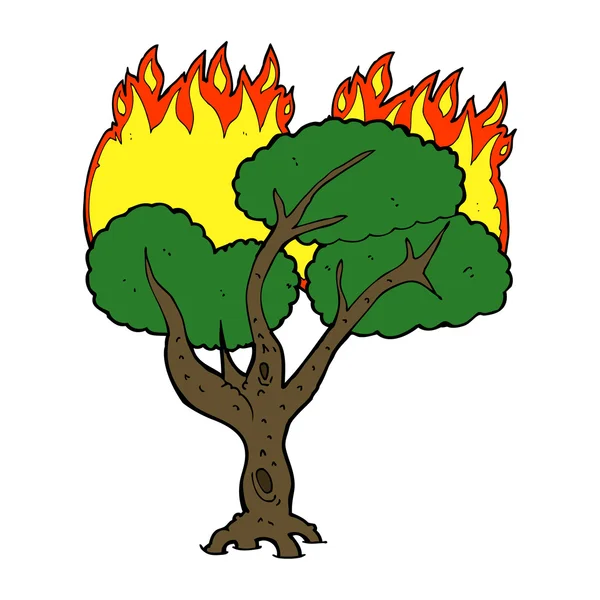 Kreslený hořící strom — Stockový vektor