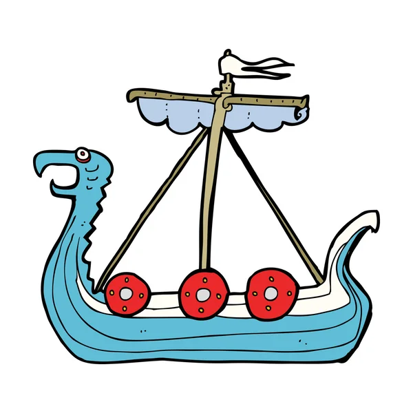Dessin animé navire viking — Image vectorielle