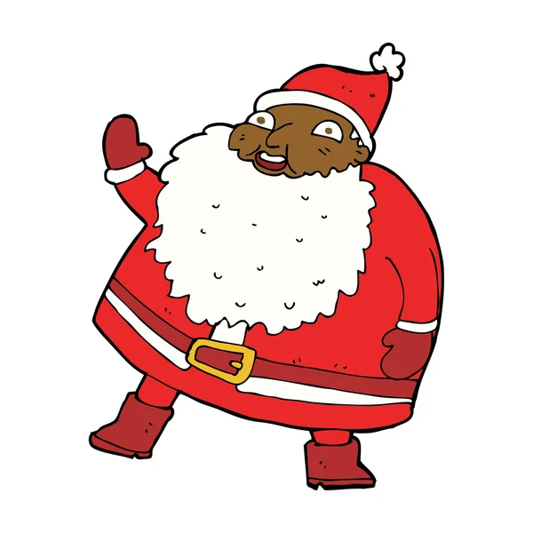 Grappig zwaaien santa claus cartoon — Stockvector