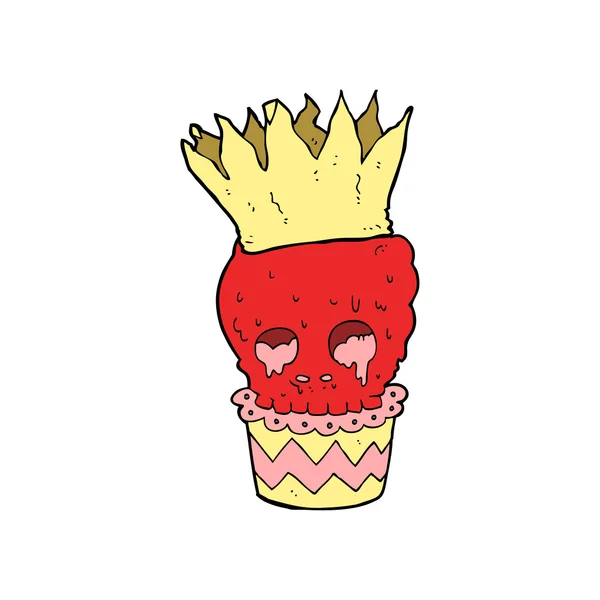 Espeluznante cráneo cupcake dibujos animados — Vector de stock