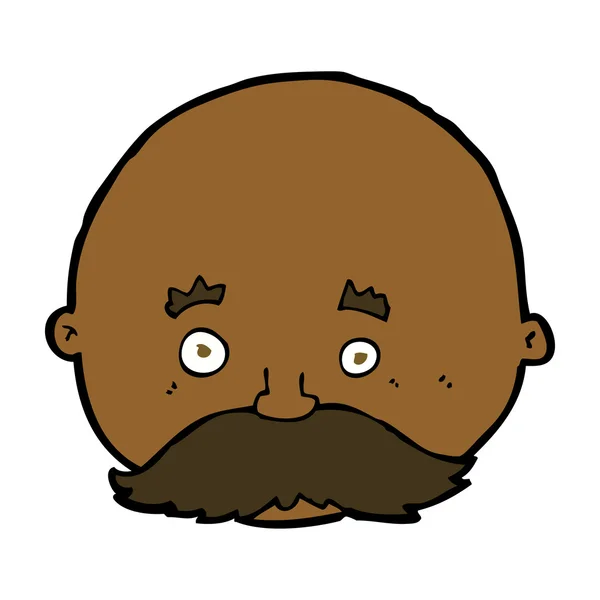 Hombre calvo de dibujos animados con bigote — Vector de stock