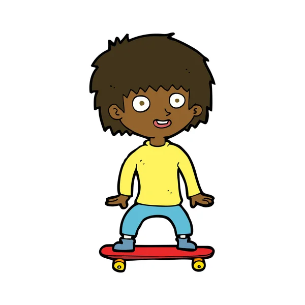 Cartoon boy on skateboard — Stock Vector