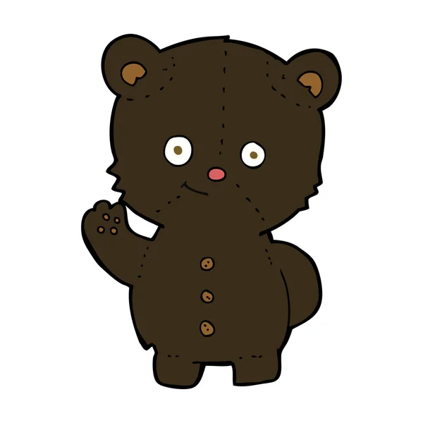 Desenho animado acenando filhote de urso preto —  Vetores de Stock