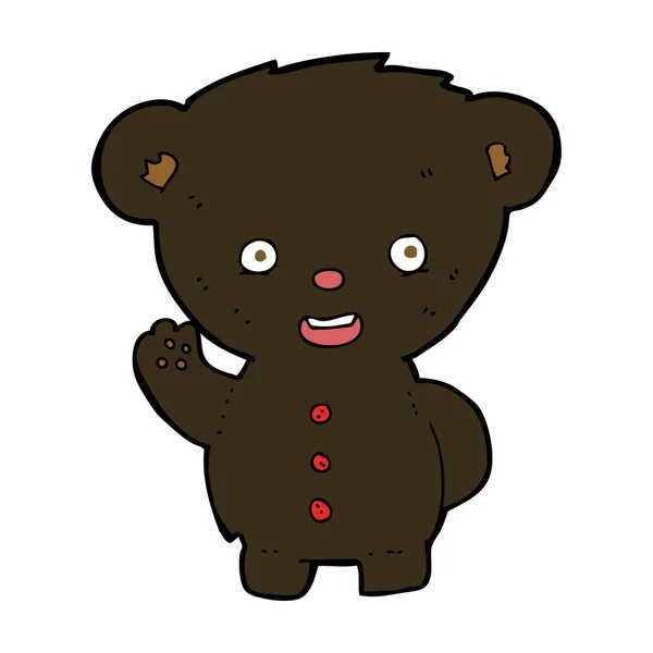 Desenho animado acenando filhote de urso preto — Vetor de Stock
