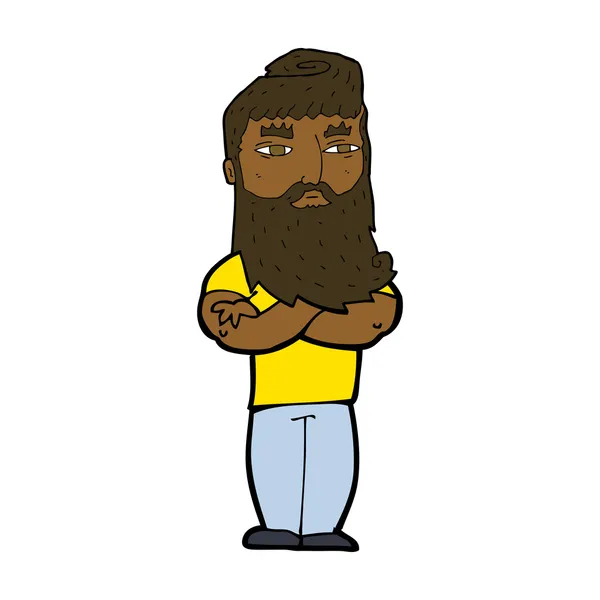 Dessin animé homme sérieux avec barbe — Image vectorielle