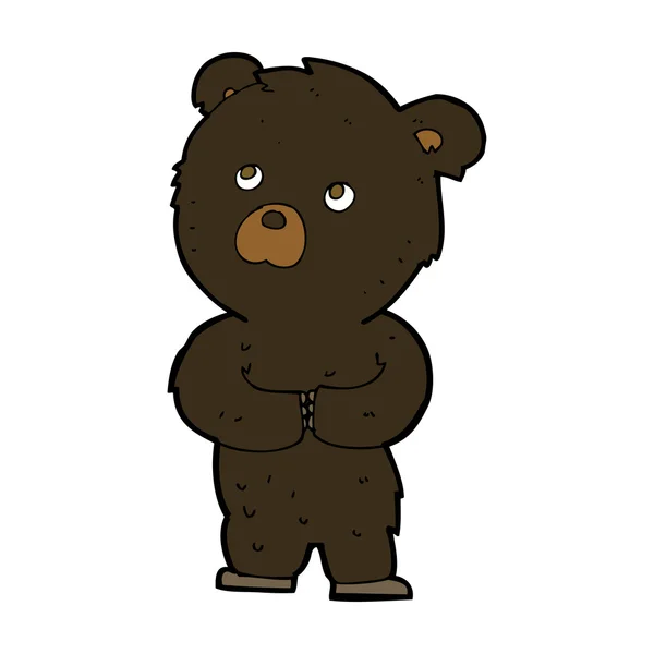 Dibujos animados negro oso cachorro — Vector de stock