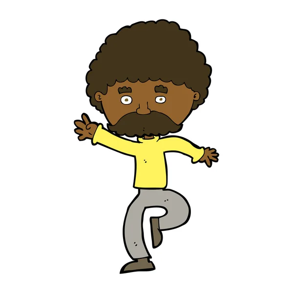 Cartoon mustache man disco dancing — Stock Vector