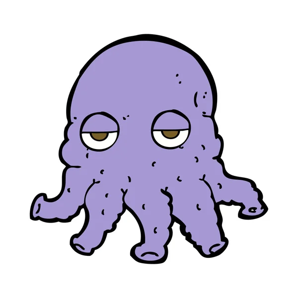 Cartone animato faccia calamaro alieno — Vettoriale Stock