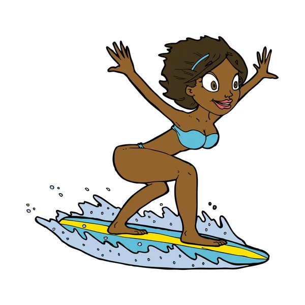 Cartoon surfeur fille — Image vectorielle