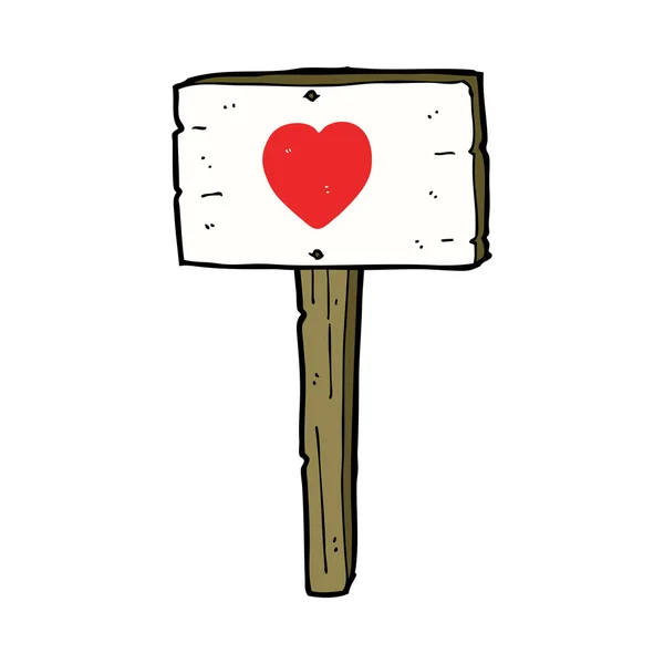Cartoni animati amore cuore segno post — Vettoriale Stock