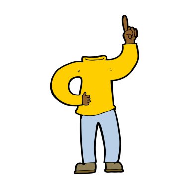 Karikatür başsız vücut ve yükseltilmiş el.