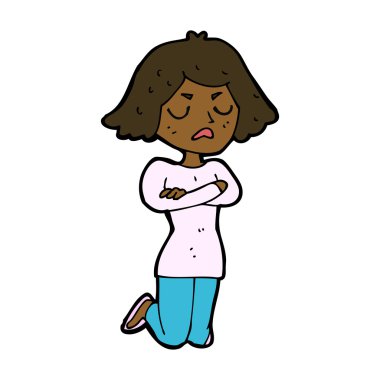 karikatür rahatsız kadın