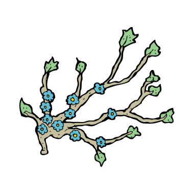 karikatür çiçekli dal