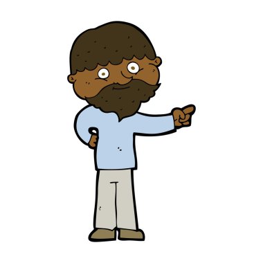 Çizgi film sakallı adam işaret ediyor.