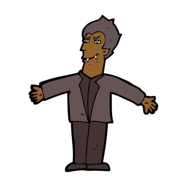 Açık kollu vampir adam çizgi filmi.