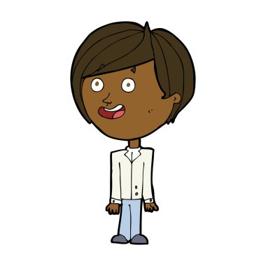 Mutlu çizgi film. Şaşırmış çocuk.