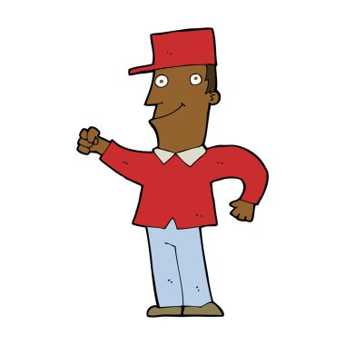 çizgi filmci havayı yumrukluyor.