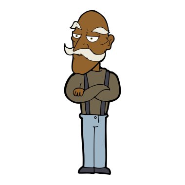 Çizgi film sıkıcı yaşlı adam.