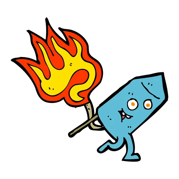 Dessin animé drôle personnage de feu d'artifice — Image vectorielle