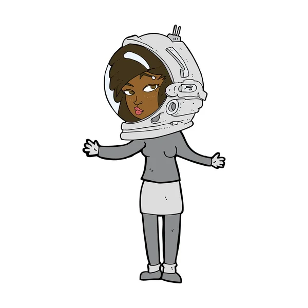 Mujer de dibujos animados con casco de astronauta — Vector de stock