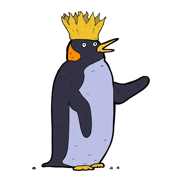 Çizgi film imparatoru penguen sallıyor. — Stok Vektör
